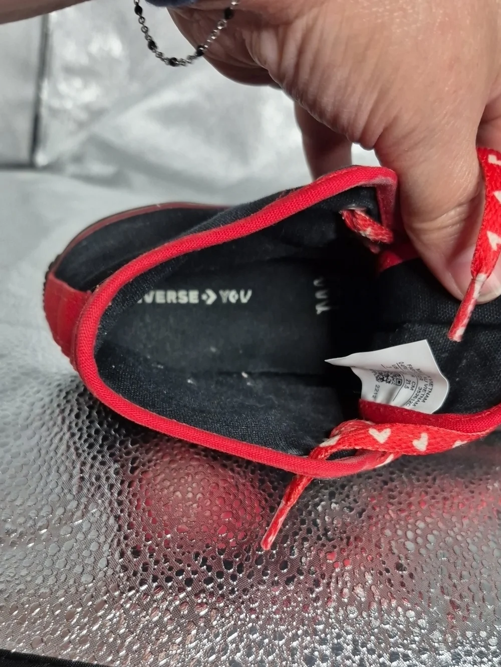 Converse Girl's 3 Black High-Top Sneakers with Red Accents